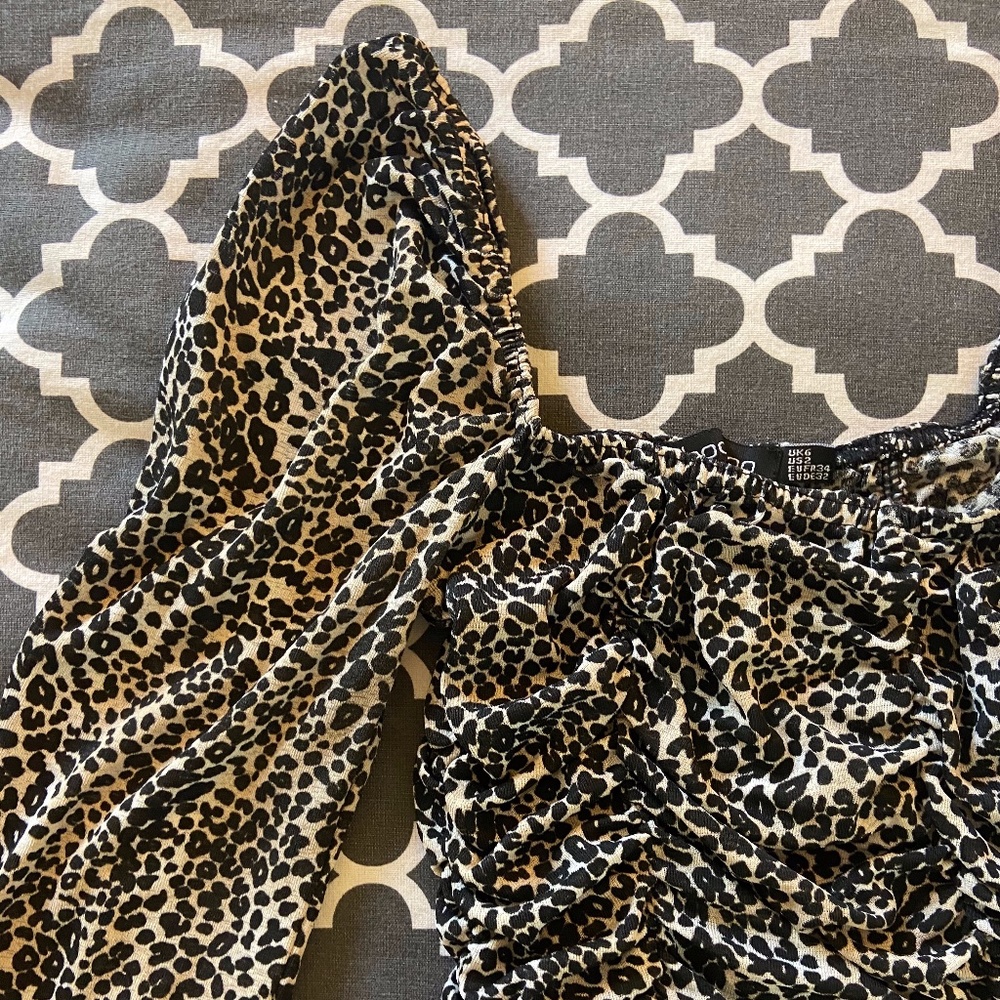 Cheetah Print Ruched Top